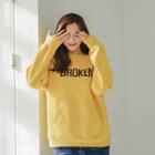 Lettering Kangaroo-pocket Sweatshirt