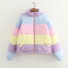 Color-block Striped Padded Coat