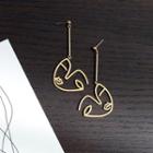 Half-face Drop Earring 1 Pair - S925 Silver - Gold - One Size