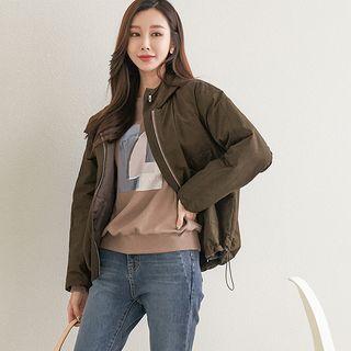 Hooded Drawcord-hem Boxy Jacket