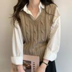 Cable Knit Sweater Vest / Pleated Skirt