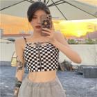 Checkerboard Cropped Chained Camisole Top