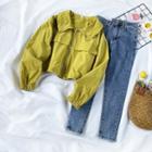 Flap-pocket Cropped Zip Jacket / Skinny Jeans