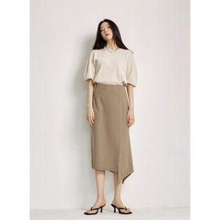 Asymmetric-hem Skirt Green - 66