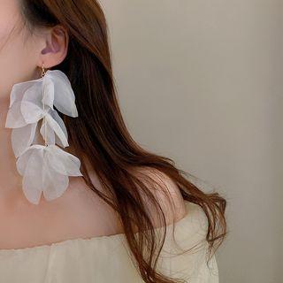 Petal Lace Fringed Earring 1 Pair - Gold & White - One Size