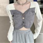 Paneled Cropped Knit Top