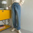 Plus Size Pleated Baggy Jeans