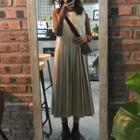 Sleeveless Pleated Midi Dress / Long-sleeve Turtleneck Top