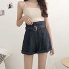 High-waist Denim Shorts With Belt