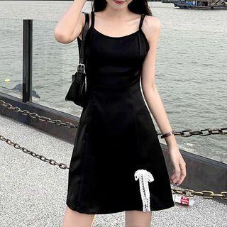 Spaghetti Strap Lace Trim Midi A-line Dress / Mini A-line Dress