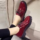 Patent Block Heel Oxfords Shoes