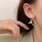 Faux Pearl Knot Alloy Dangle Earring 1 Pair - Gold - One Size