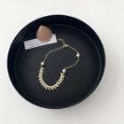 Leaf Alloy Faux Pearl Bracelet Gold - One Size
