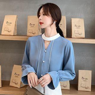 Bell-sleeve Beaded Blouse