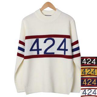Couple Number Print Loose-fit Sweater
