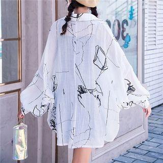 Printed Sheer Shirt As Shown In Figure - One Size