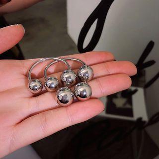 Alloy Open Hoop Earring 1 Pair - 925 Silver - Silver - One Size