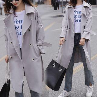 Double-breasted Tie-waist Long Trench Coat