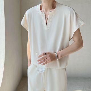 Set: Short-sleeve Open-placket T-shirt + Shorts