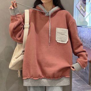 Contrast Trim Pocket Detail Hoodie