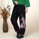 Embroidered Wide-leg Pants