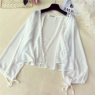 Lace-trim Chiffon Light Jacket White - One Size