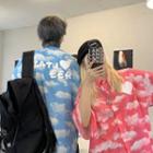 Couple Matching Elbow-sleeve Cloud Letter Print Shirt