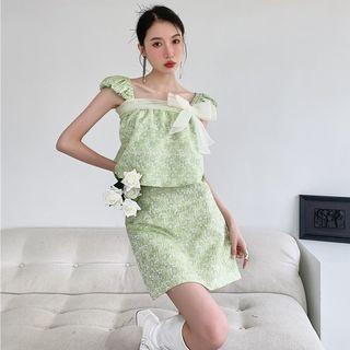 Flowy Cropped Camisole Top / Mini A-line Skirt