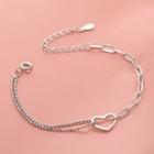 Layered Heart Chain Bracelet 1 Pc - Silver - One Size