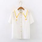 Short-sleeve Pom Pom Shirt White - One Size
