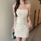 Spaghetti Strap Plain Mini Dress White - One Size