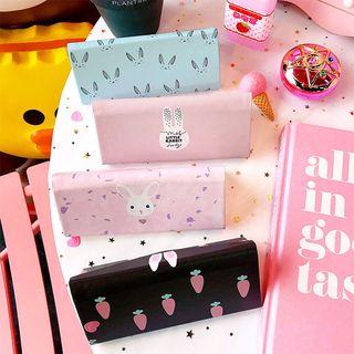 Rabbit Print Foldable Eyeglasses Case Little Rabbit - Pink - One Size