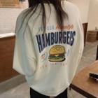Burger Print Round-neck Sweatshirt Almond - One Size