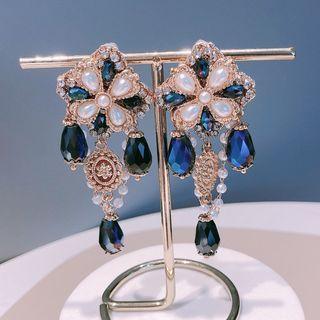 Gemstone Drop Earring Crystal - Blue - One Size