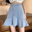 High-waist Ruffle Denim Skirt