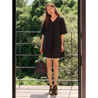 V-neck A-line Linen Dress