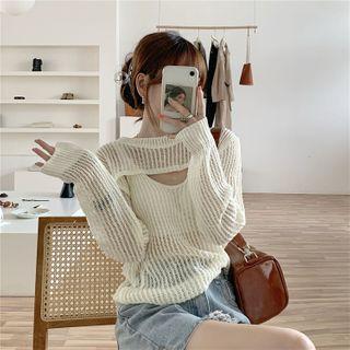 Long-sleeve Knit Shrug / Knit Tank Top