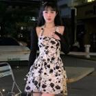 Halter Floral Mini A-line Dress / Cardigan / Set