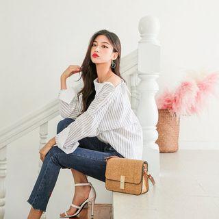 Drop-shoulder Strip Shirt