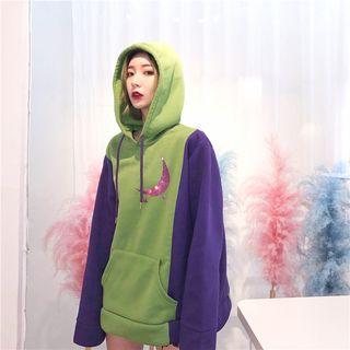 Color Block Hoodie Purple & Green - One Size