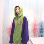 Color Block Hoodie Purple & Green - One Size