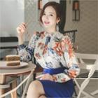 Floral Print Pleated-front Top