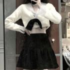 Bow Cropped Cardigan / A-line Skirt