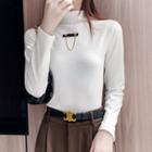 Chain Strap Mock-turtleneck Long-sleeve Top