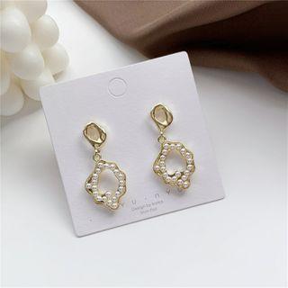 Faux Pearl Irregular Alloy Hoop Dangle Earring 1 Pair - Earring - One Size