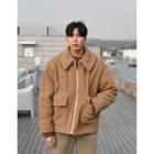 Wide-collar Sherpa-fleece Zip-up Jacket