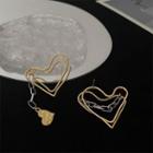 Asymmetrical Layered Heart Chain Earring 1 Pr - Gold - One Size