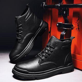 Lace-up Faux Leather Short Boots