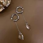 Faux Crystal Dangle Earring 1 Pair - Clip On Earring - Silver - One Size
