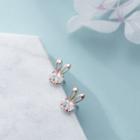 Rabbit Stud Earring 1 Pair - E116 - Silver - One Size